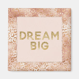 Peach Ro White Leopard Skriv ut Guld Dream Magnet