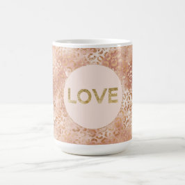 Peach Ro White Leopard Skriv ut Guld Kärlek Kaffemugg