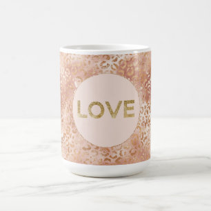 Peach Ro White Leopard Skriv ut Guld Kärlek Kaffemugg