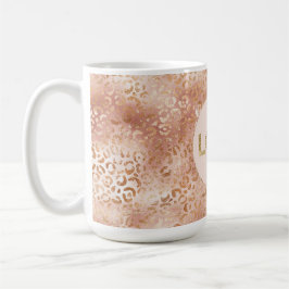 Peach Ro White Leopard Skriv ut Guld Kärlek Kaffemugg