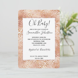 Peach Ro White Leopard Skriv ut Inbjudningar