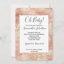 Peach Ro White Leopard Skriv ut Inbjudningar