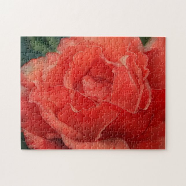 Peach Röd ros Flower Art Puzzle Pussel (Horisontell)