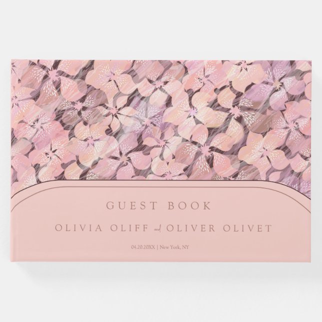 Peach Romantik Bröllop Gästböcker (Framsida)