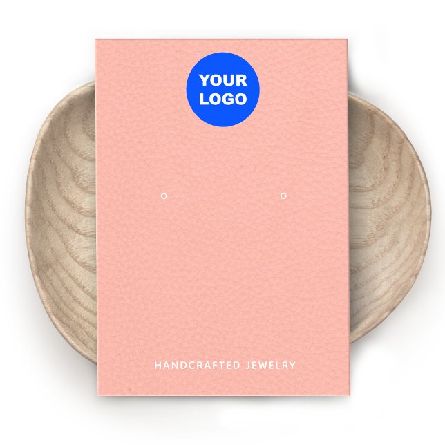 Peach Rosa Add Logotyp Leather Earring Visning Visitkort (Skapare uppladdad)