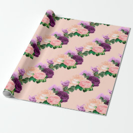 Peach Rosa and Lavender Lila Blommigt Presentpapper