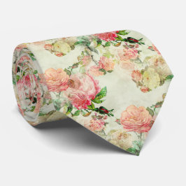  Peach Rosa Antique Blommigt Ro Art Mönster Slips