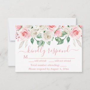 Peach Rosa Blommigt Bröllop OSA Card Tack Kort
