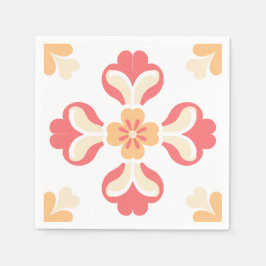 Peach Rosa Blommigt Pappersservett