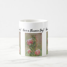 Peach Rosa Cactus Watercolor Flowers Kaffemugg