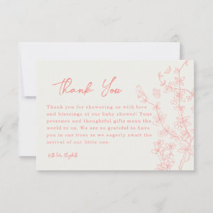 Peach Rosa Chinoiserie Baby Shower Tack för ditt k Kort