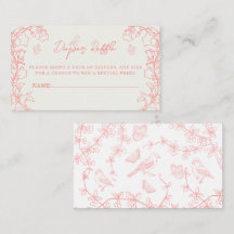 Peach Rosa Chinoiserie Diaper Raffle Biljett