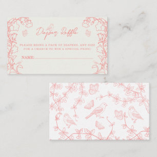 Peach Rosa Chinoiserie Diaper Raffle Biljett Tilläggskort