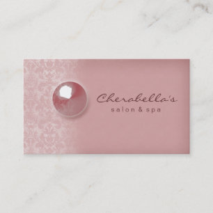 Peach Rosa Damask Button Salon Spa affärskort Visitkort