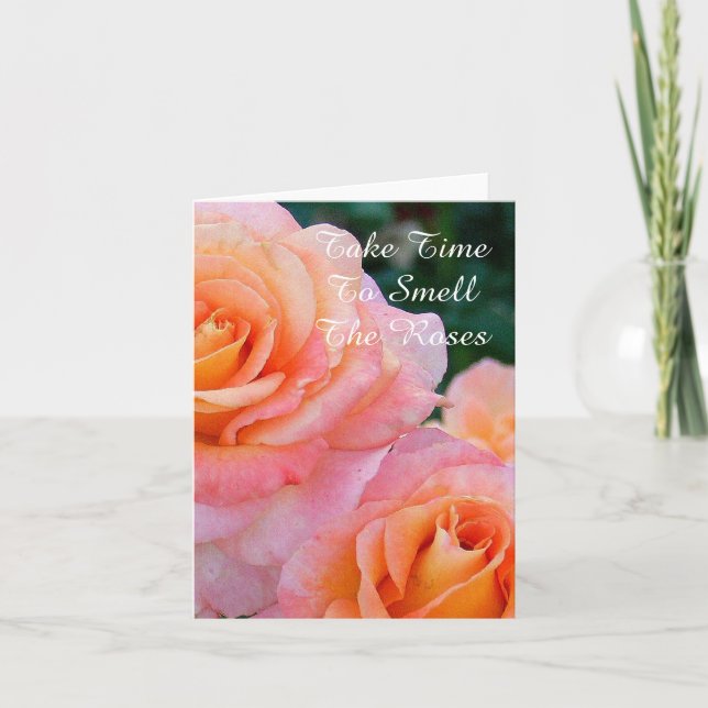 "PEACH & ROSA FÄRGAD RO /TA TID FÖR ATT SMELL KORT (Framsida)