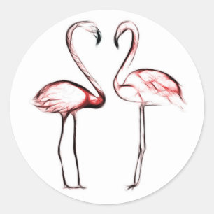 Peach Rosa Flamingos Flamingo Party-förmån Runt Klistermärke