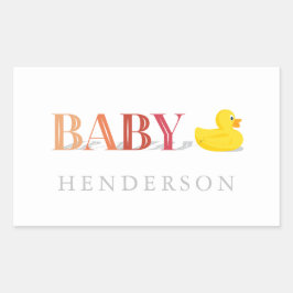 Peach Rosa Girl Rubber Anka Baby Shower Favor Rektangulärt Klistermärke