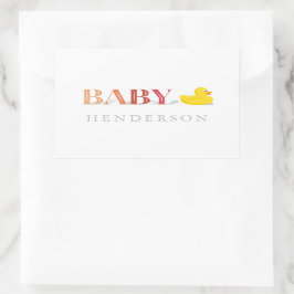 Peach Rosa Girl Rubber Anka Baby Shower Favor Rektangulärt Klistermärke