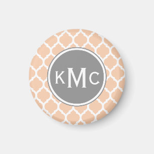 Peach Rosa Grått Moroccan Lattice Magnet
