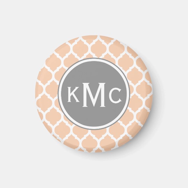 Peach Rosa Grått Moroccan Lattice Magnet (Framsidan)