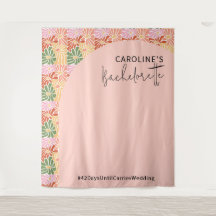 Peach Rosa Groovy Blommigt Abstrakt