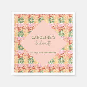 Peach Rosa Groovy Blommigt Abstrakt Pappersservett