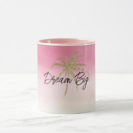 Peach Rosa Guld Tropical Handflatan Träd Mugg