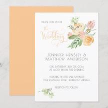 Peach  Rosa Guld Watercolor Blommigt Bröllop |