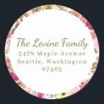 Peach Rosa Gult VattenfärgsBlommigt Bat mitzvah Runt Klistermärke<br><div class="desc">Trendig Peach Rosa Gult Vattenfärgens Blommigt Bat mitzvah Returadress Sticker</div>