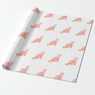 Peach Rosa Kattunge Mönster Presentpapper