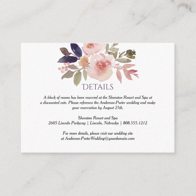 Peach Rosa Lavender Wildblommor Injektionskort Tilläggskort (Framsida)