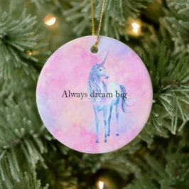 Peach Rosa Lila Unicorn Julgransprydnad Keramik