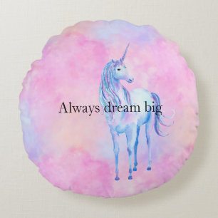Peach Rosa Lila Unicorn Rund Kudde