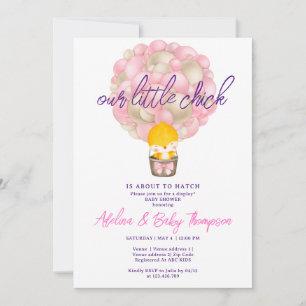 Peach Rosa Little Chick about to Hatch Baby Shower Inbjudningar
