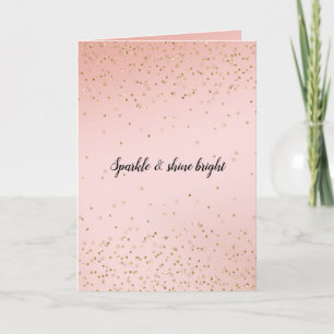 Peach Rosa Ombre Guld Confetti Kort