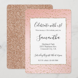 Peach Rosa Ombre Guld Glitter confetti Inbjudningar