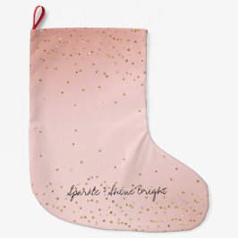 Peach  Rosa Ombre Guld Glitter confetti       Stor Julstrumpa