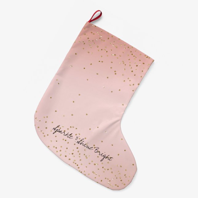 Peach  Rosa Ombre Guld Glitter confetti       Stor Julstrumpa (Framsidan (Hängande))