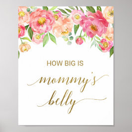 Peach & Rosa Peony blomstrar hur stor Mamma är Bel Poster