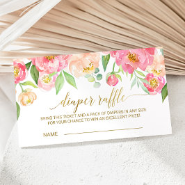 Peach & Rosa Peony Diaper Raffle-inbjudan infogas Tilläggskort