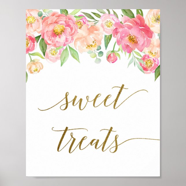 Peach & Rosa Peony Flower Sweet Treats Poster (Framsidan)