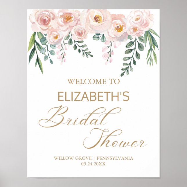 Peach Rosa Peony Möhippa Sign Poster (Framsidan)