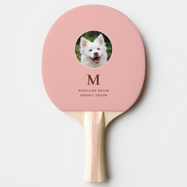 Peach Rosa Pet Photo Personlig Pingisracket (Framsidan)