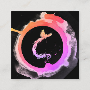 *~* Peach Rosa Phoenix Ring of Ombre Fire Fyrkantigt Visitkort