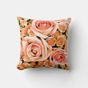 Peach rosa ros bouquet kudde