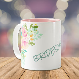 Peach Rosa ros Bridesmaid Bröllop Två-Tonad Mugg