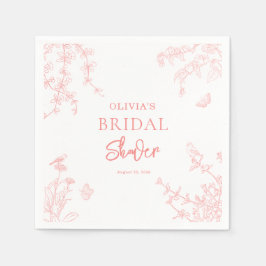 Peach Rosa Trädgård Chinoiserie Bröllopsfest Pappersservett