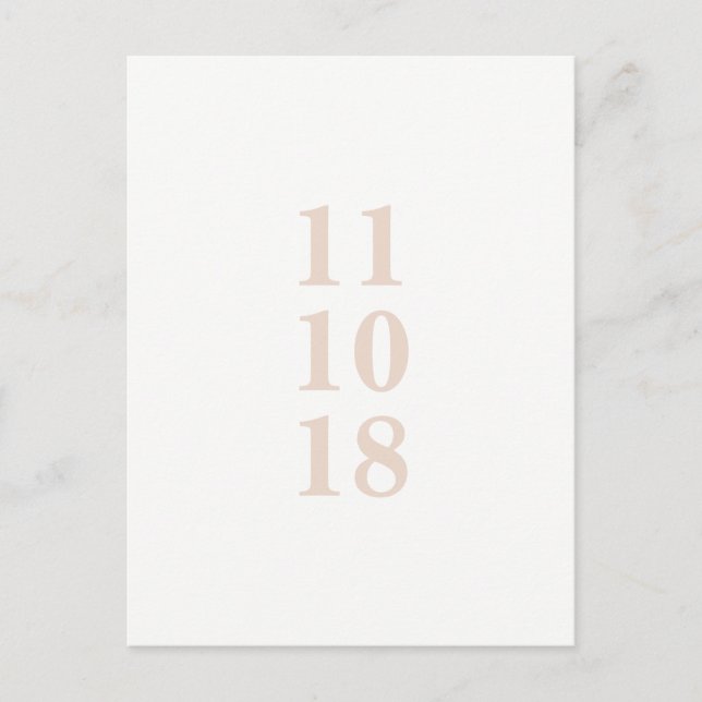 Peach rosa typography save date vycard meddelande vykort (Framsida)