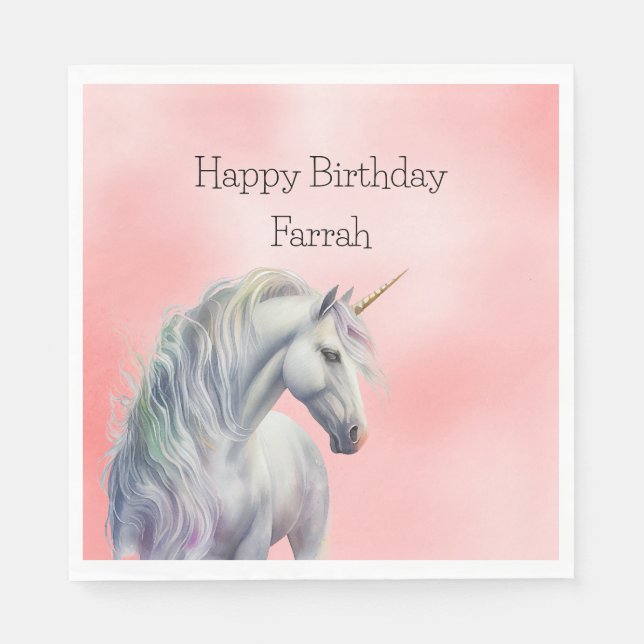 Peach Rosa Unicorn Dream Pappersservett (Framsidan)