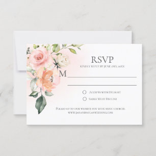 Peach Rosa Vit ros Greenery OSA kort